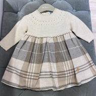 Vestido Cuadros marfil-tostado Pili Carrera