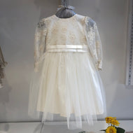 Vestido tull bordado manga larga ivory