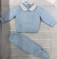 Ajuar celeste con cuello camisa 2pzs