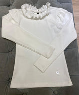 Polo manga larga de rib ivory