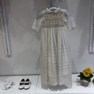 Batón bordado smock lino ivory