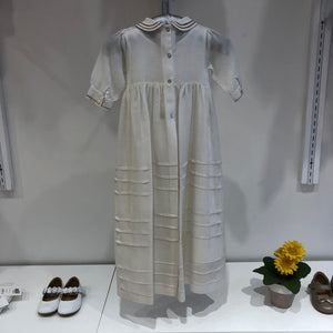 Batón bordado smock lino ivory