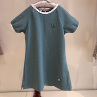 Vestido pique verde con vivo blanco