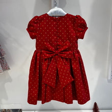 Cargar imagen en el visor de la galería, Vestido rojo con puntos dorados manga corta
