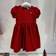 Vestido rojo con puntos dorados manga corta