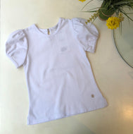 Polo pique blanco manga bombacha