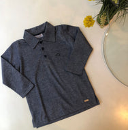 Polo box manga larga azul jaspe