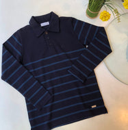 Polo box manga larga azul acero