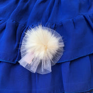 Gancho pompom con tull color rosado