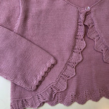 Cargar imagen en el visor de la galería, Bolero tejido manga larga crochet en bordes palo rosa
