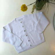 Cardigan beba tejido algodon blanco