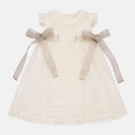 Vestido lazos con bombacho+capota bautizo marfil Pili carrera