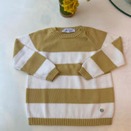 Chompa jersey rayas blanco/amarillo Pili Carrera