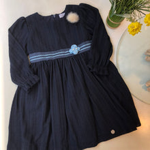 Cargar imagen en el visor de la galería, Vestido tela tejida azul
