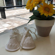 Zapato smock ivory tela lisa bordado a mano