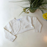 Bolero tejido ivory manga larga con bordado rosas