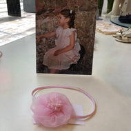 Vincha elastica flor rosado
