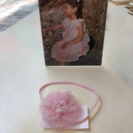 Vincha elastica flor rosado