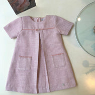 Vestido cuadros rosado m/c