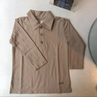Polo pique manga larga beige