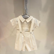 Camiseta bautizo smock manga corta lino