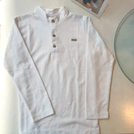 Polo pique cuello neru manga larga blanco