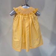 Vestido amarillo floreado manga alita