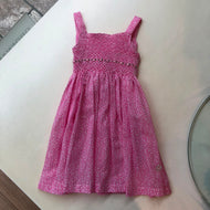 Vestido Rosado Floreado Tiras Con Panal De Abeja