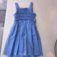 Vestido lila floreado tiras con panal de abeja