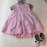 Vestido cuadros/rayas rosado sin mangas