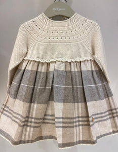 Vestido Cuadros marfil-tostado Pili Carrera