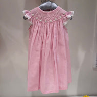 Vestido rosado bordado con manga alita