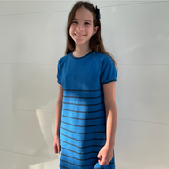 Vestido piqué con rayas azulino