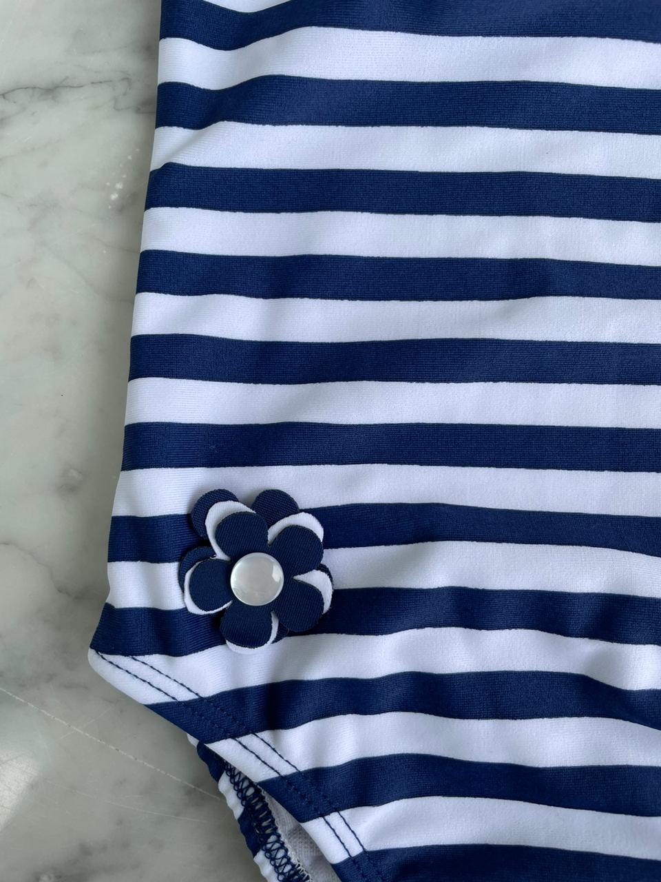 11329942-Conjunto Baño Camiseta de Tirantes y a rayas blanco y azul niña -  Rapaces Moda Infantil