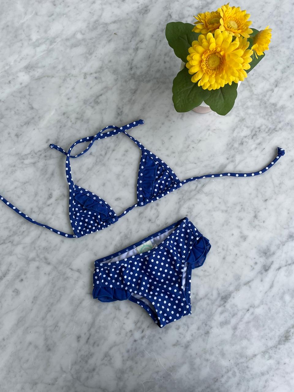 Bikini azul con bolitas